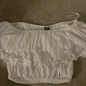 cute white floral crop top
